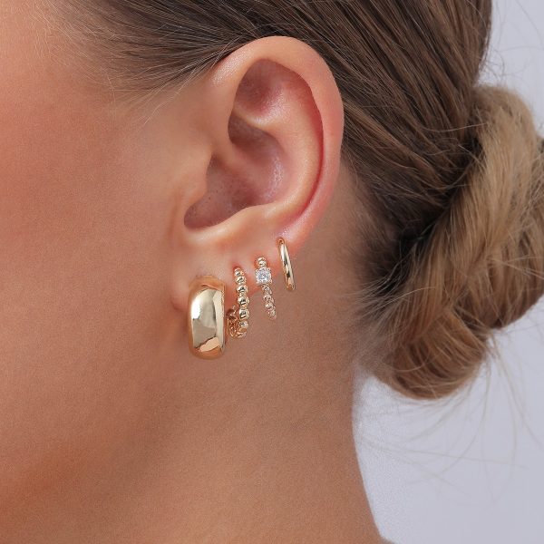 Fashion Ornament Metal Beanie Glass Earrings Set