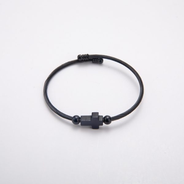 Titanium Steel Retro With Opening Adjustable Cross Bracelet