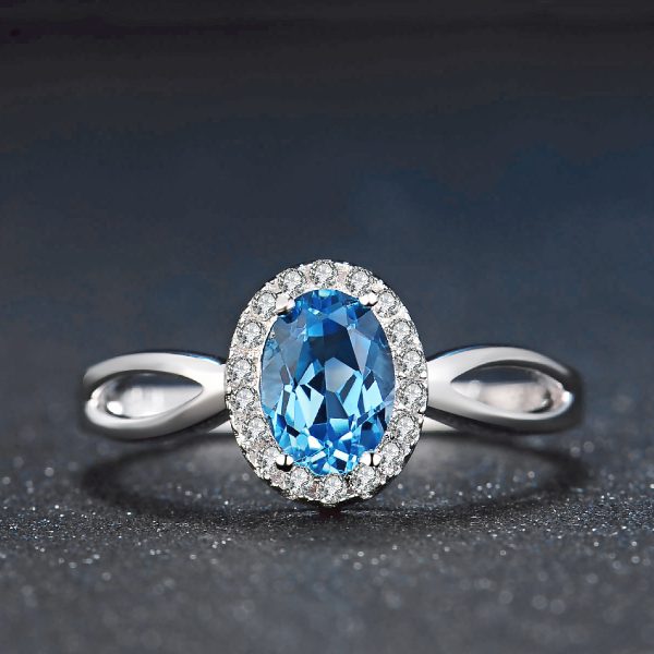 925 Sterling Silver Light Luxury Colored Gems Jewelry Suit Natural