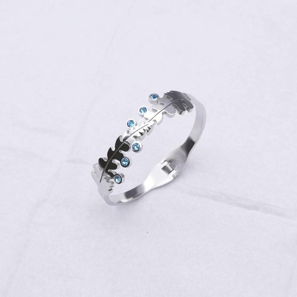 Women's All-match Fashionable Stainless Steel Leaf Diamond Bracelet