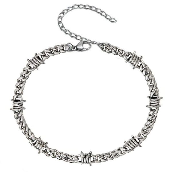 Cuban Link Chain Men Punk Knotted Bracelet Necklace