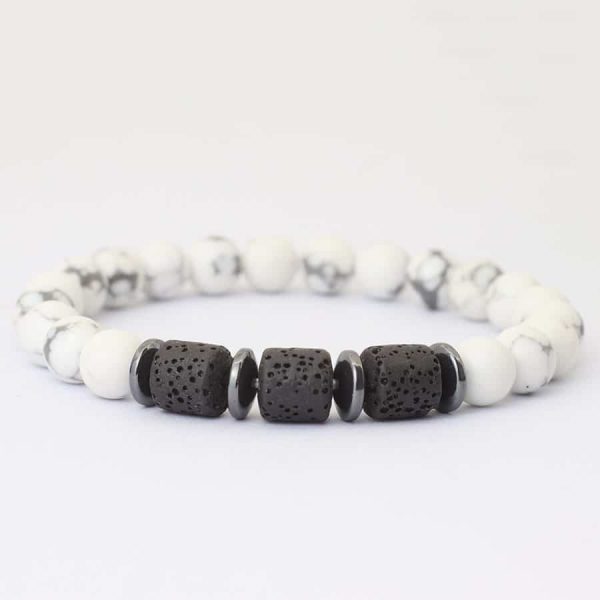Natural Tiger Eye Volcanic Rock Beaded Bracelet