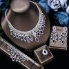 Bridal Set 3A Zircon Necklace Earring Ring Four-piece Set