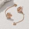 Korean Version Personality Thin Copper Micro Set Zircon Texture Long Tassel Love Ear Line Earrings