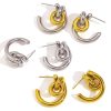 Fashion Winding Circle Titanium Steel Ear Studs Creative Lock C- Shaped Niche Personality Female