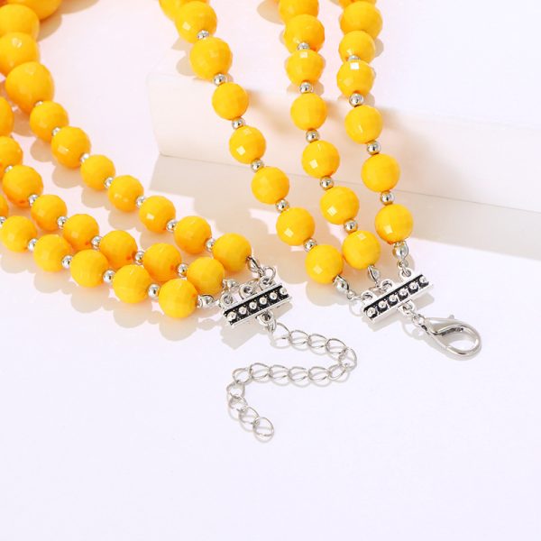Simple Pure Color Handmade Beaded Necklace Earrings Ethnic Style Jewelry Set