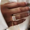 S925 Silver Plated Inlaid 7 11mm Rectangular Ice Flower Cut Ring