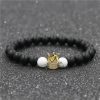 Jewelry White Turquoise Black Frosted Stone Crown Set Couple Bracelet