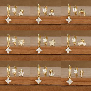 Fashion Geometric Ear Studs Zircon Set Ladies