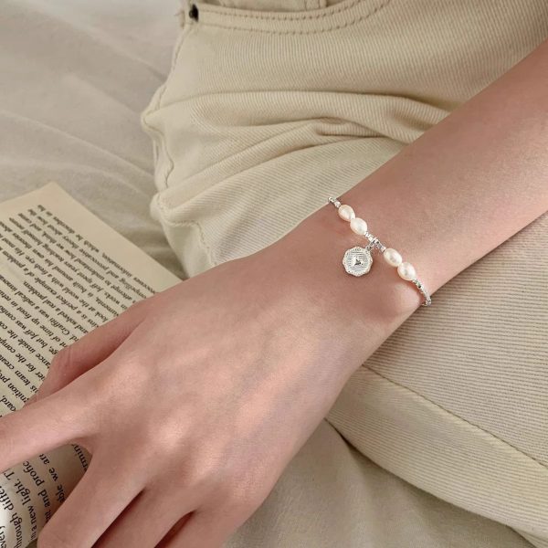 925 Silver Heart-shaped Broken Silver Pearl Bracelet