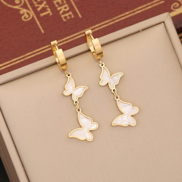 Colorized Butterfly Necklace Fashion Stainless Steel Jewelry Set