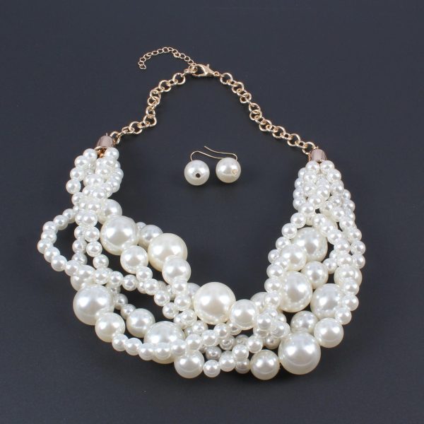 Ornament Exaggerated Woven Clavicle Chain Elegant Necklace Earrings