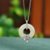 c0069ec8-19a0-4689-9b84-21d9b48a9f53.jpg S925 Sterling Silver Gold Plated Hetian Jade Flower Peace Buckle Set Chain Simple Retro