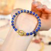 Natural Emperor Lapis Lazuli Six-word Mantra Single Ring Bracelet