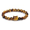 Cat Pendant Silver Stone Tigereye Amethyst Bracelet