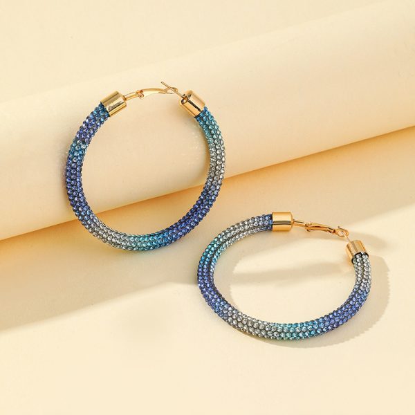 Full Diamond Gradient Big Circle Earrings Nightclub Stage Party Ear Accessories