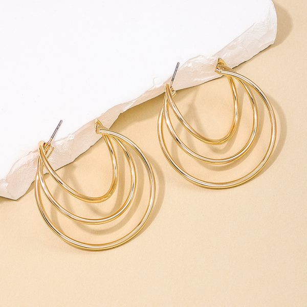Ins Style Metal Multi-layer Circle Women's Earrings