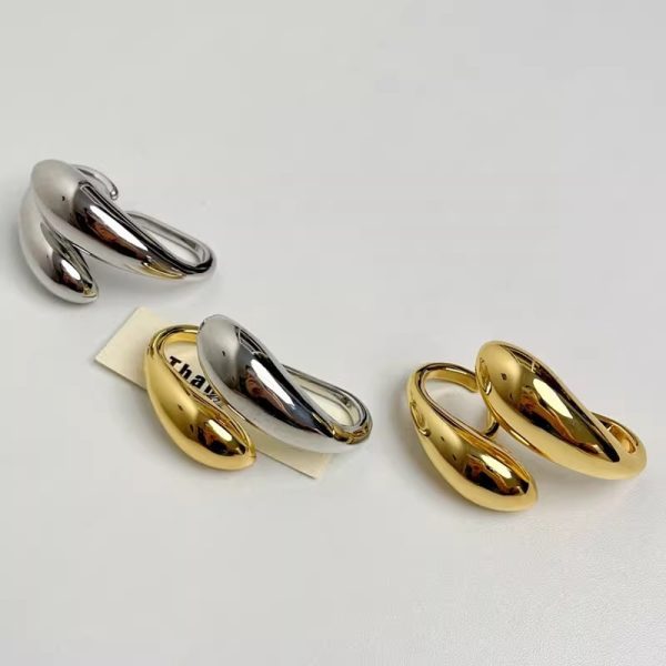 Simple Glossy Metal Water Drop Opening Light Luxury High-grade Double Ring