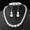 Pearl Necklace Bracelet Earrings Set Three-piece Set