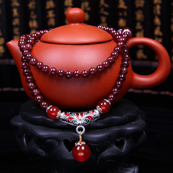 Wine Red Crystal Bracelet With Red Agate Spacer Beads