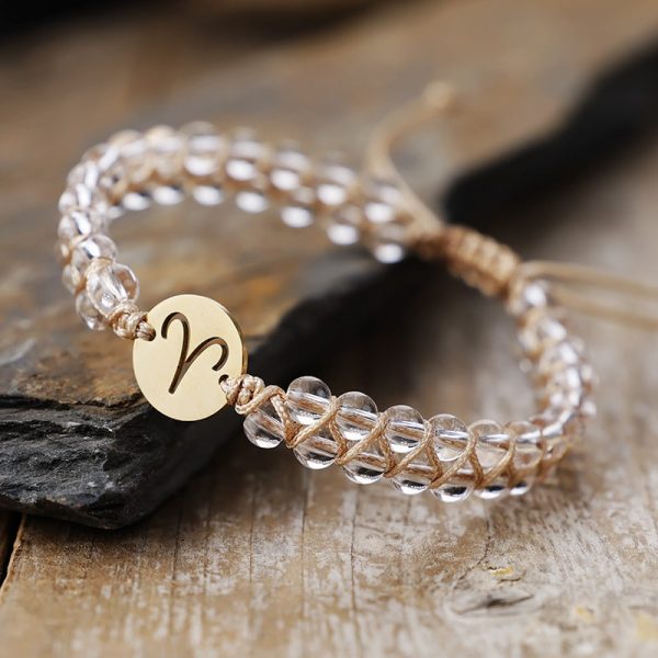 Natural Stone 12 Constellation Stainless Steel Hand-woven Couple Bracelet
