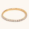 Simple And Light Luxury Stainless Steel Plated 18K Gold Elastic Zircon Bracelet Ornament