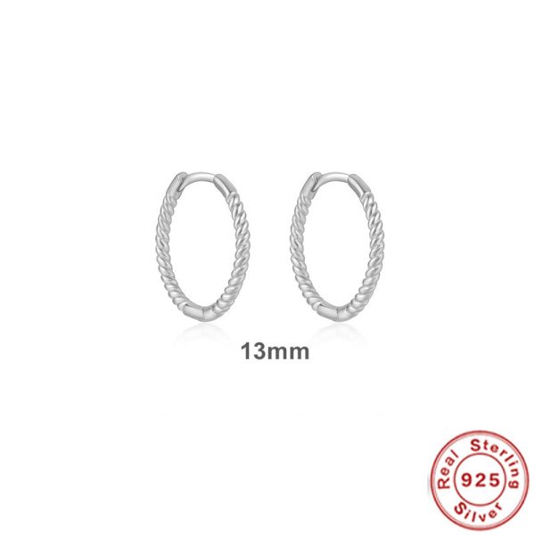 Twist S925 Sterling Silver Hipster Twisted String Round Ring Earrings