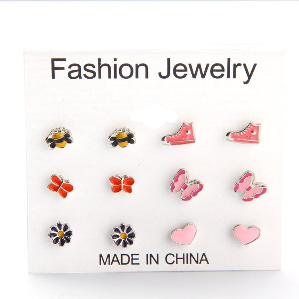 Personalized Oil Dripping Cartoon Animal Ear Stud Set