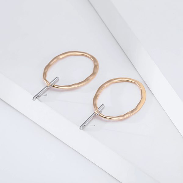 Jane Oval Circle Exaggerated Pendant Two-tone Stud Earrings