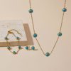 Simple All-match Titanium Steel Turquoise Collarbone Necklace Set