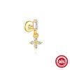 S925 Sterling Silver Water Drop Earrings Flat Spiral Puncture