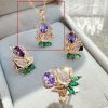 Rose Gold Jewelry Suit Color Retaining Ring Earrings Necklace Three-piece Set