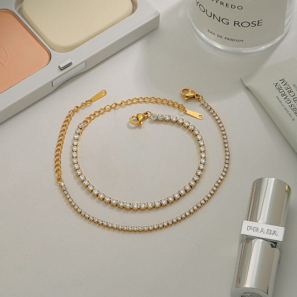 Fashion Personality Stainless Steel Zircon Stacked Bracelet