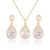 Bright Big Zircon Water Drops Necklace Eardrops Suit Bride Wedding Jewelry Simple Graceful