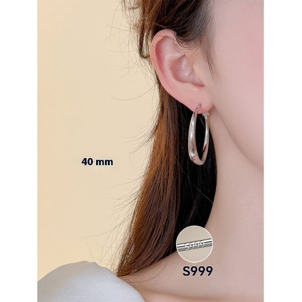 Silver Needle Big Circle Simple Bracelet Earrings High Sense
