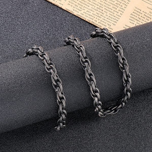 c33197d1-944d-475c-8d81-c158aefea809.jpg Black Dot Pattern Men's Necklace Stainless Steel Retro Men Bracelet