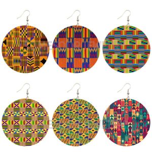 Bohemian Set Fashion Color Printing Earrings Exaggerated European And American Trend Simple Style Earrings
