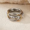 Stacked Color Matching Stainless Steel Ring Set 18K Gold Plating Exaggerated Personalized Hand Jewelry