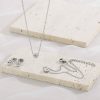 Ring Mesh Cat's Paw Stainless Steel Necklace Bracelet Cute Pet Four-piece Ring Set Jewelry