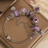 Special Interest Light Luxury Purple Glass Bead Love Pendant Bracelet