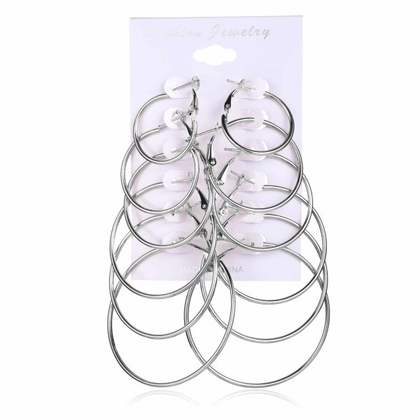 Gold Large Circle Combination Set Earrings Exaggerated Metal
