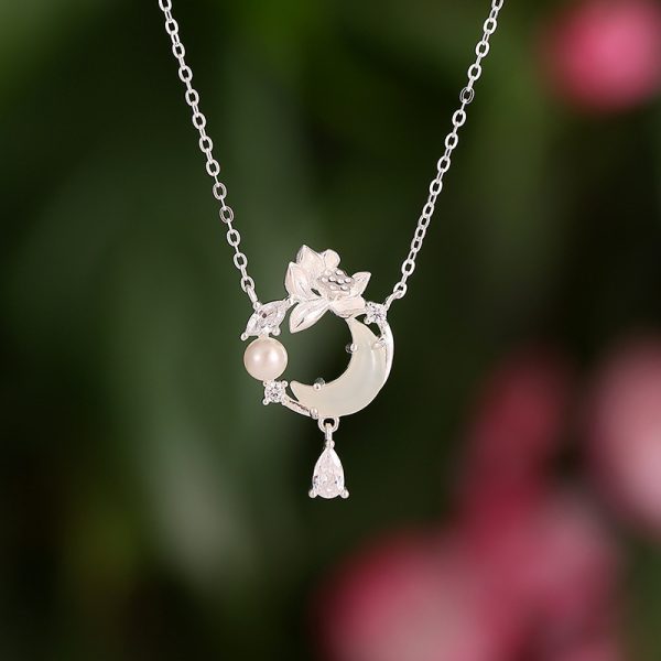 Original New Chinese Lotus Moon Necklace
