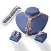 Ornament Vintage Metal Diamond-studded Necklace Earring Ring Bracelet Four-piece Diamond Jewelry Set Combination