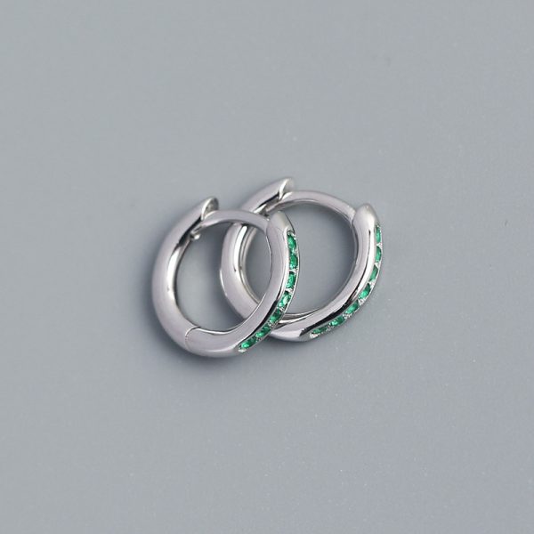 S925 Silver Geometric Circle Single-row Drilled Metallic Ear Clip Silver Stud Earrings