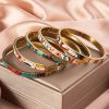Titanium Steel Bracelet Women's Exquisite Geometric Oil-spot Glaze Flowers