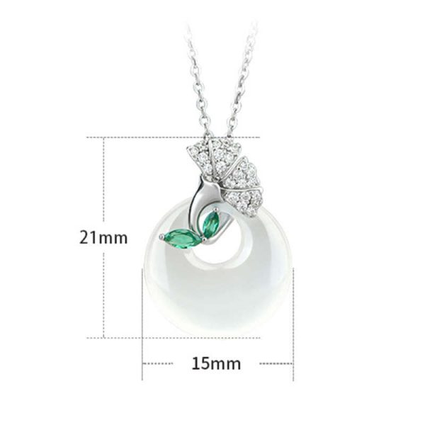 Women High Grade White Ginkgo Necklace