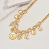 Geometric Heart-shaped Curved Moon Design Pendant Diamond Inlaid Clavicle Chain Versatile