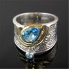 Creative Chinese Style Style Inlaid Blue Rhinestone Zircon Ring