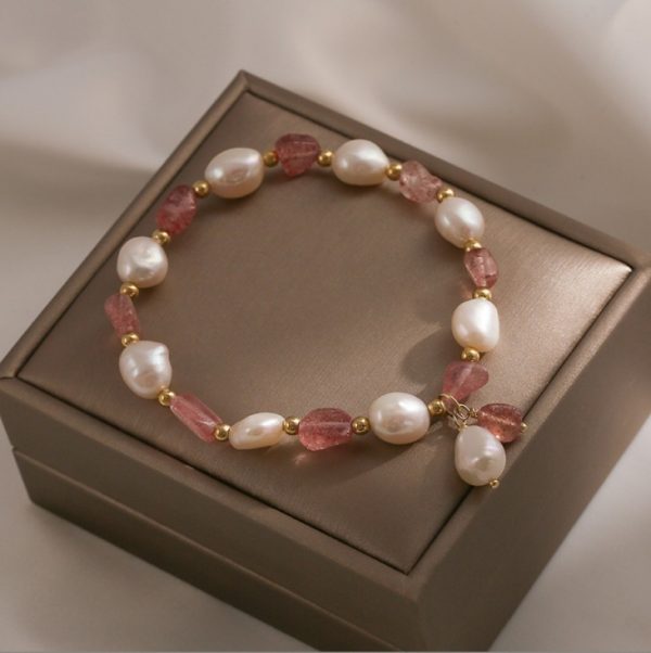 Hetian Jade Peach Blossom Strawberry Quartz Bracelet Girls' Crystal Bracelet