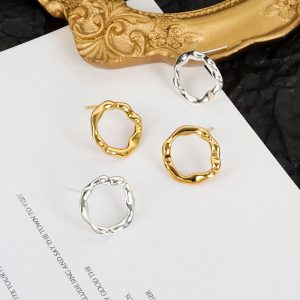 Metal Irregular Circle Design Earrings